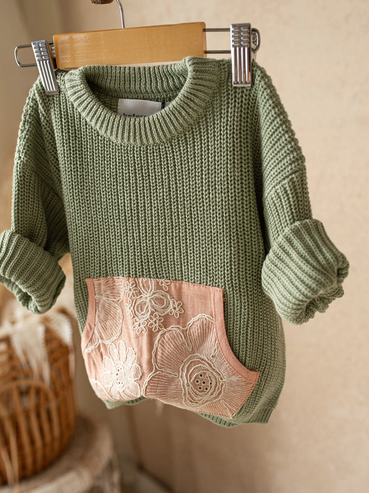 Lace Story Sweater - Sage