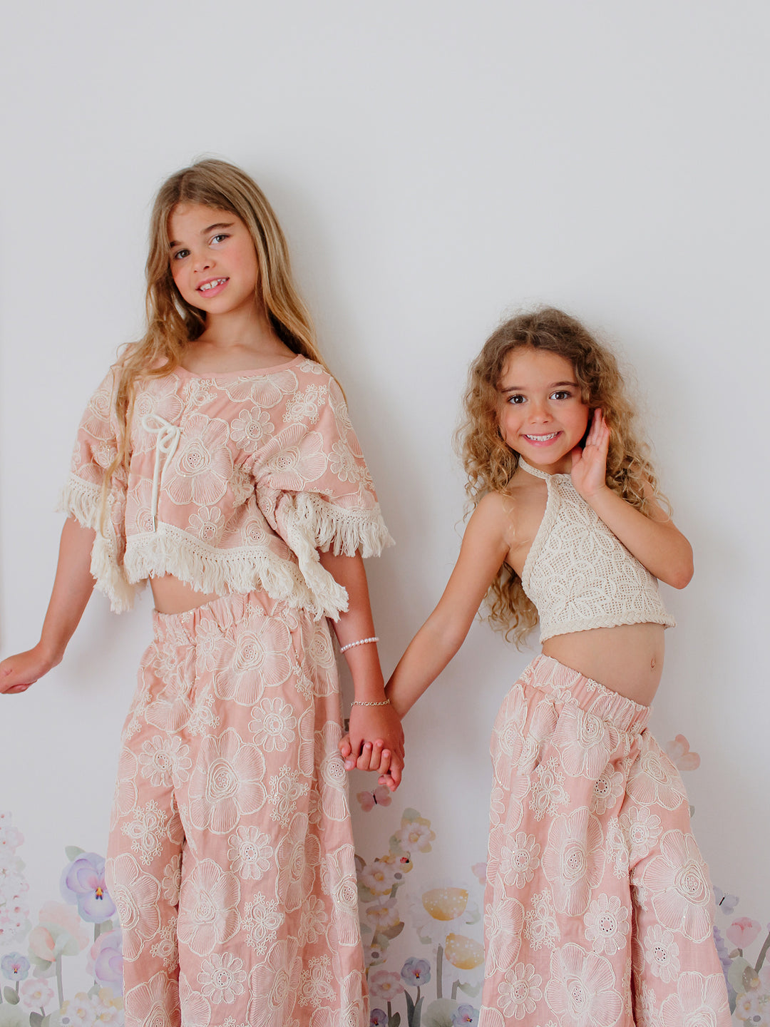 Lace Story Fringe Top - Blush