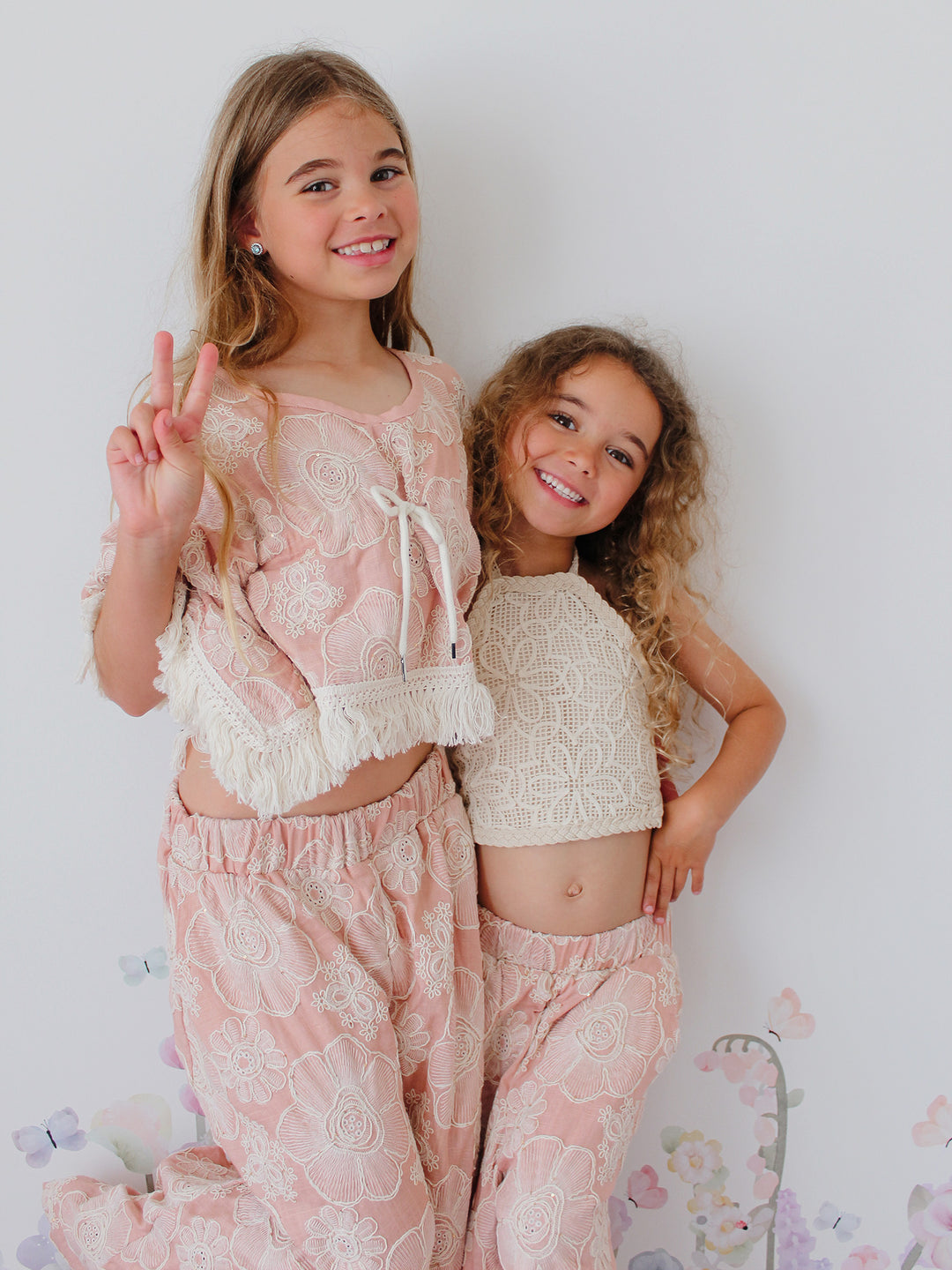 Lace Story Fringe Top - Blush