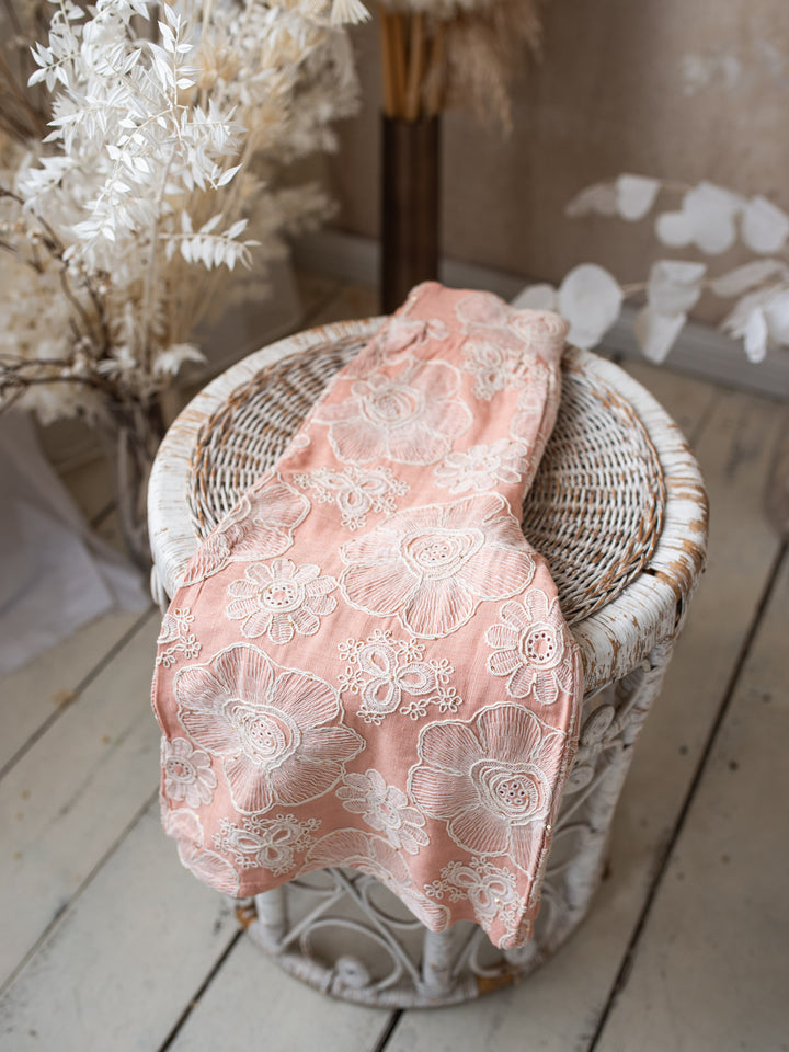 Lace Story Wide-Leg Pants - Blush