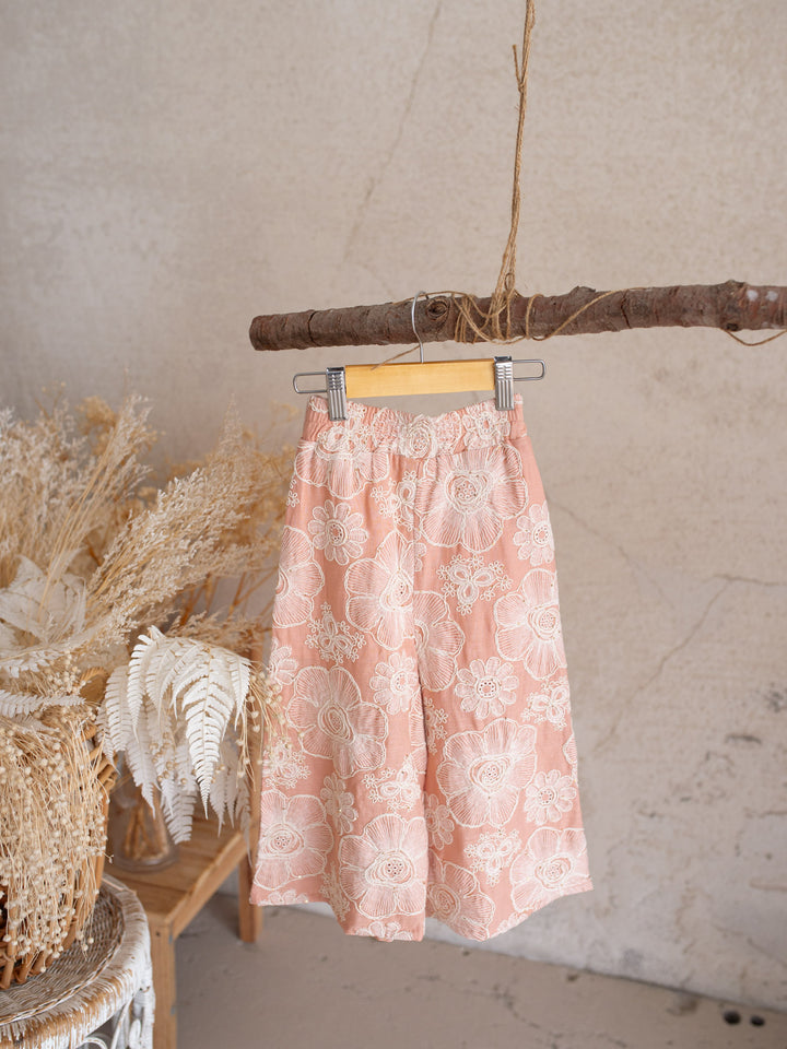 Lace Story Wide-Leg Pants - Blush