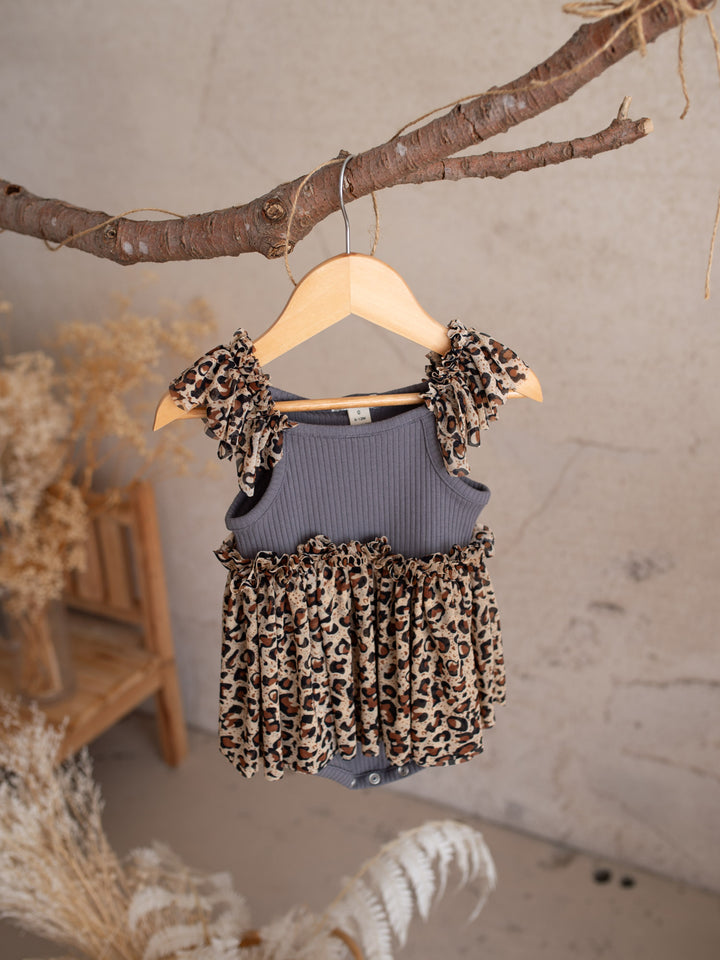 Little Leopard Romper - Grey