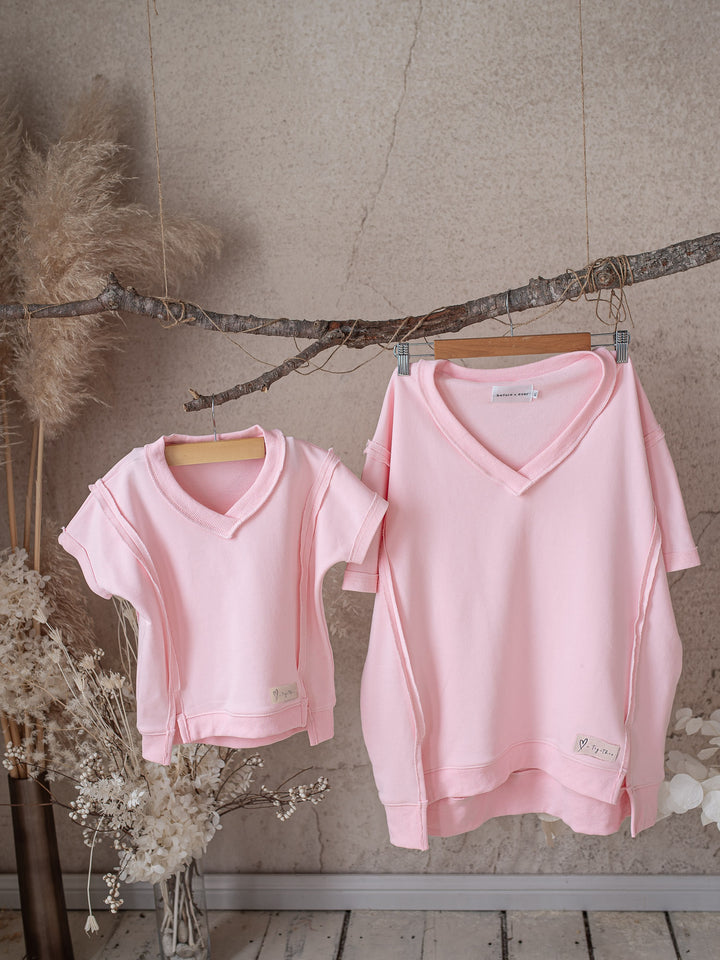 Always Us Short Sleeve Sweatshirt for Mamas - Light Pink