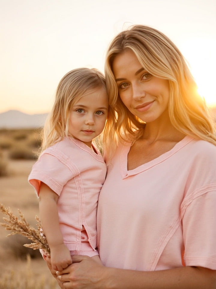Always Us Short Sleeve Sweatshirt for Mamas - Light Pink
