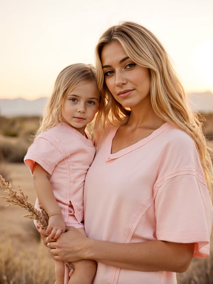 Always Us Short Sleeve Sweatshirt for Mamas - Light Pink