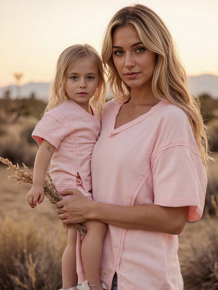 Always Us Short Sleeve Sweatshirt for Mamas - Light Pink