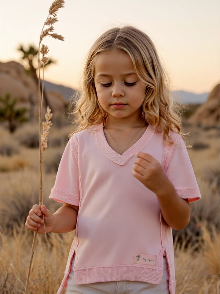 Always Us Short Sleeve Sweatshirt for Girls - Light Pink