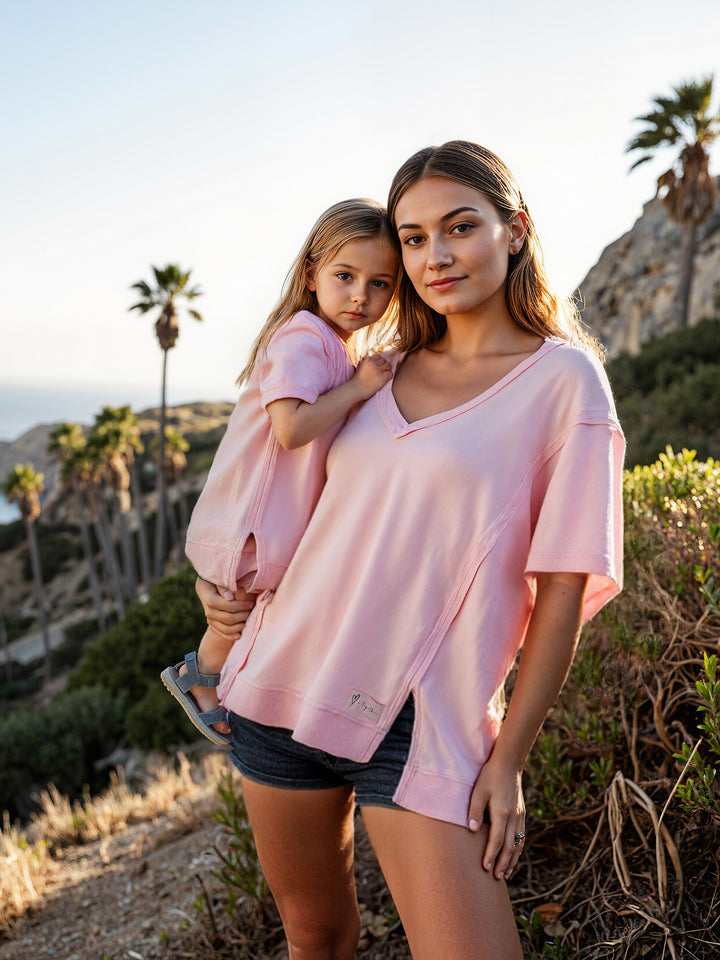 Always Us Short Sleeve Sweatshirt for Mamas - Light Pink
