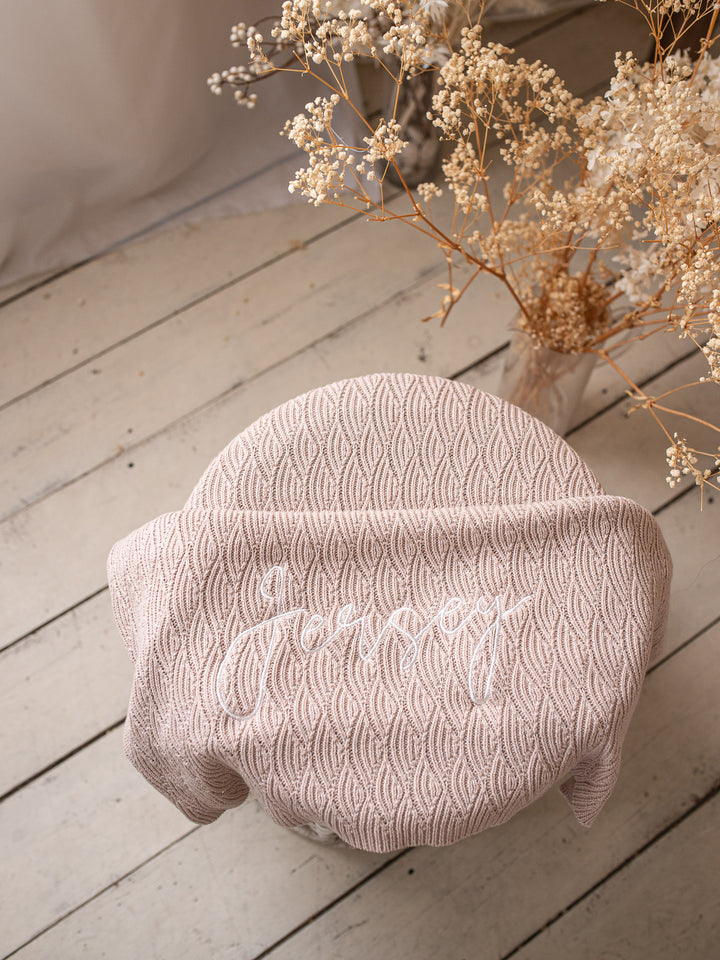 Snuggle Me - Personalised Knitted Baby Blanket - Beige