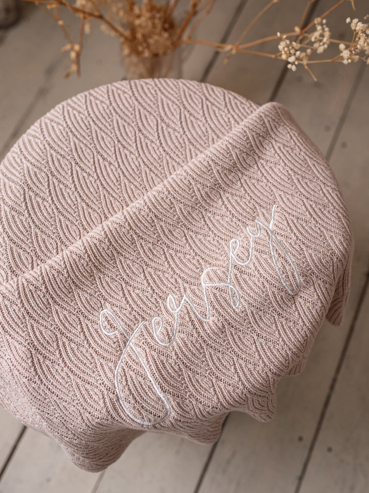 Snuggle Me - Personalised Knitted Baby Blanket - Beige