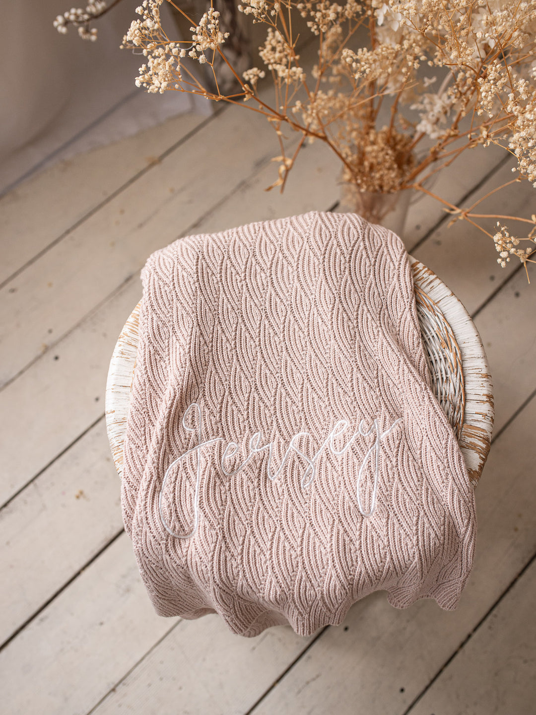 Snuggle Me - Personalised Knitted Baby Blanket - Beige