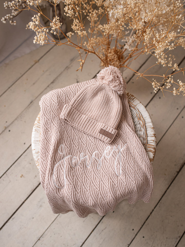 Snuggle Me - Personalised Knitted Baby Blanket - Beige