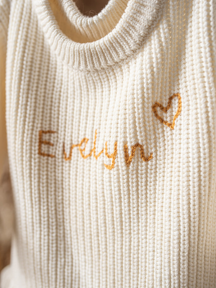 Written in Thread Long Sleeve Frill Romper - Milk