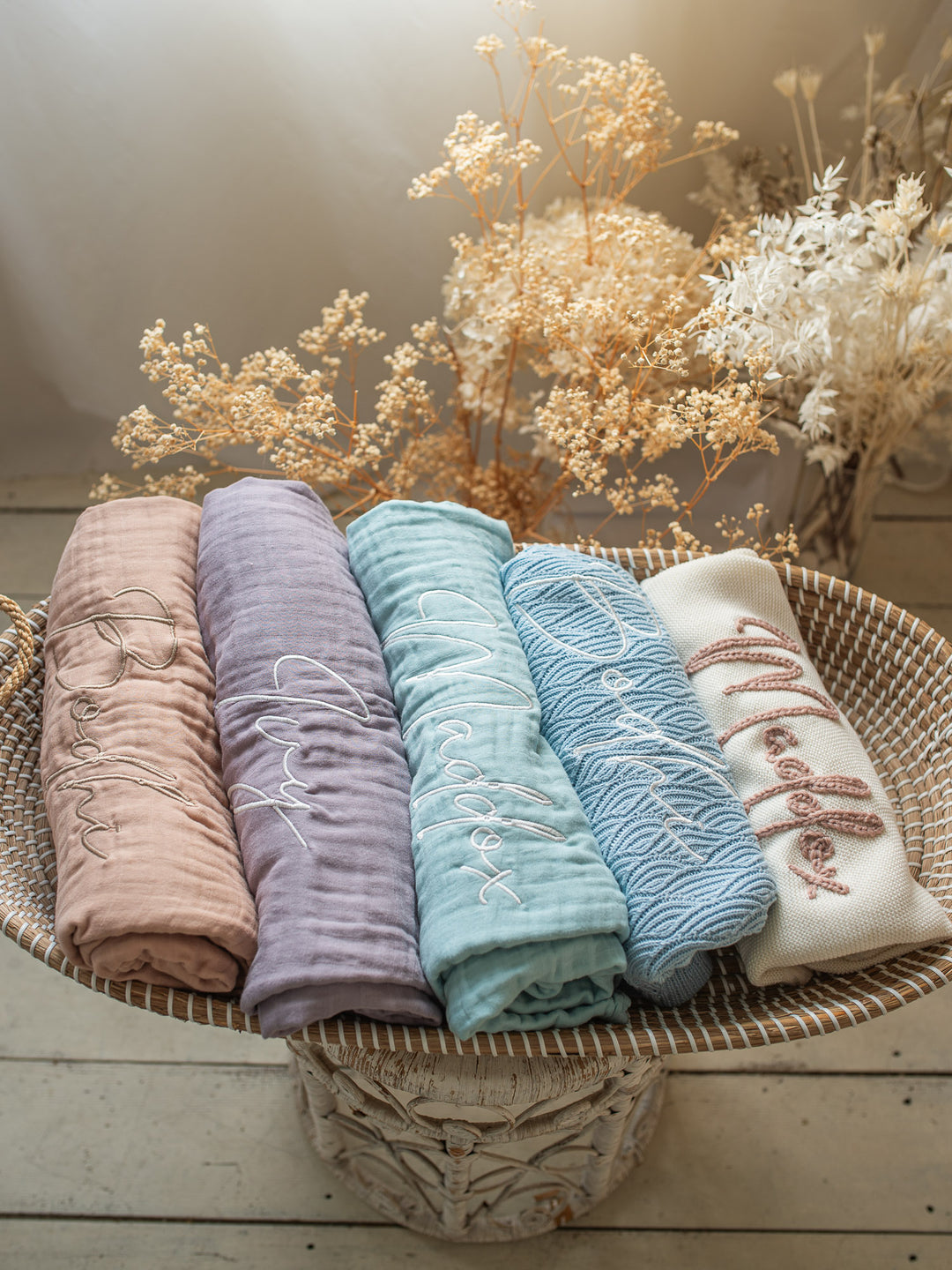 Lullaby - Personalised Muslin Gauze Blanket - Sky Blue