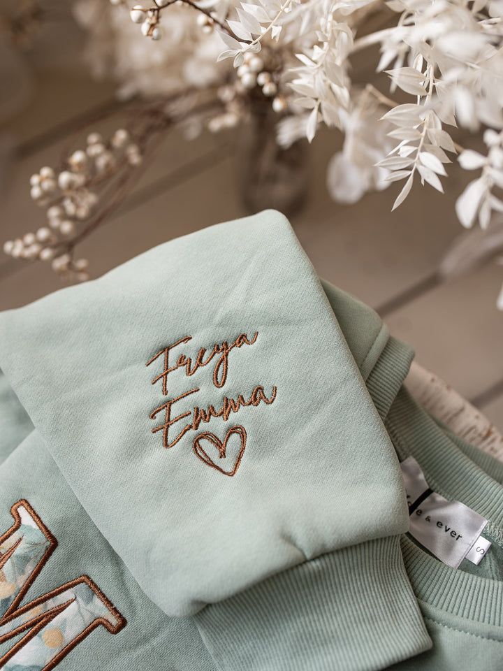 Flower Story - Personalised Sweatshirt For Mamas - Sage