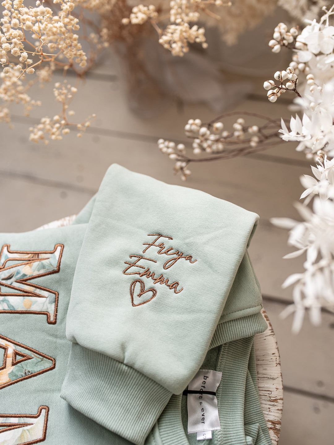 Flower Story - Personalised Sweatshirt For Mamas - Sage