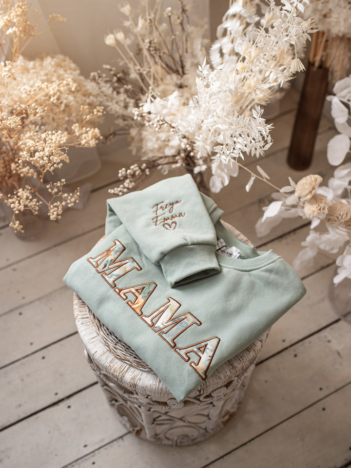 Flower Story - Personalised Sweatshirt For Mamas - Sage