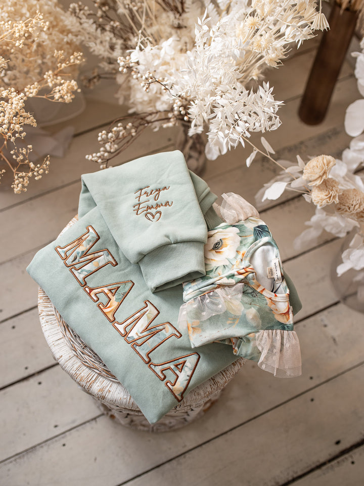 Flower Story - Personalised Sweatshirt For Mamas - Sage