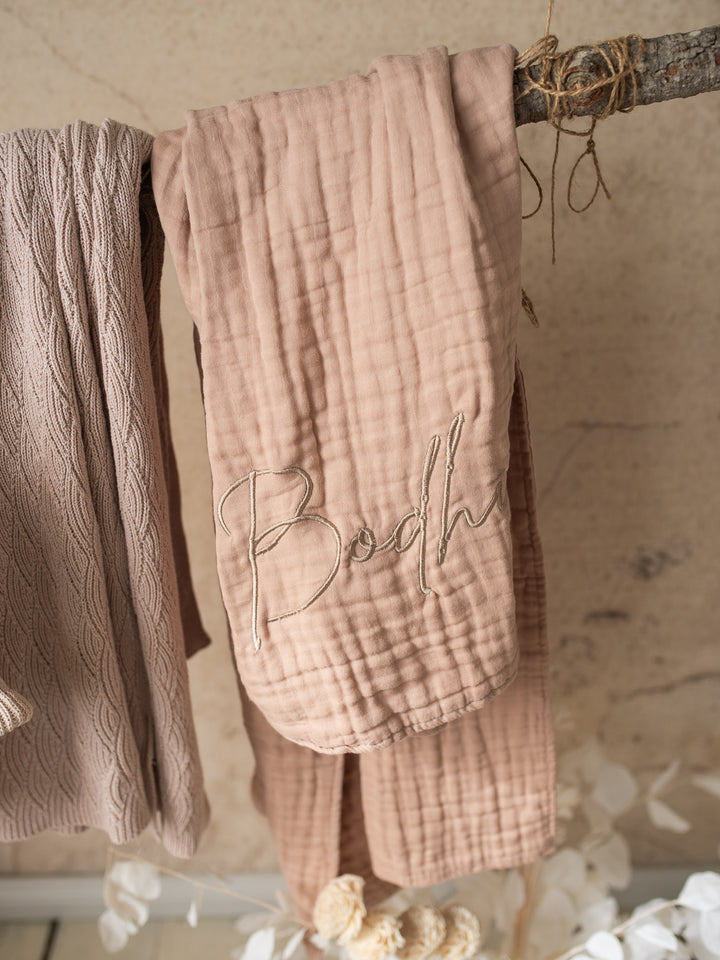 Lullaby - Personalised Muslin Gauze Blanket - Tan