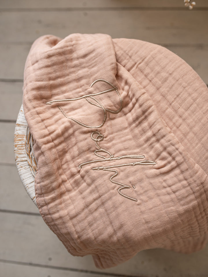 Lullaby - Personalised Muslin Gauze Blanket - Tan