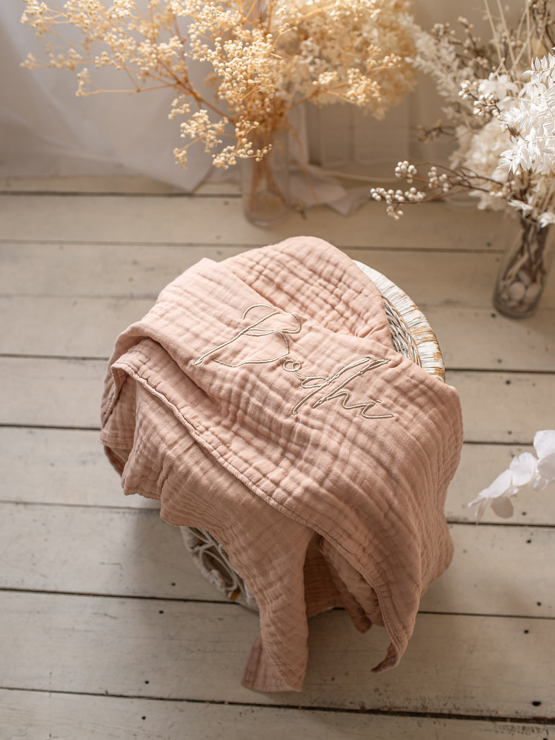 Lullaby - Personalised Muslin Gauze Blanket - Tan