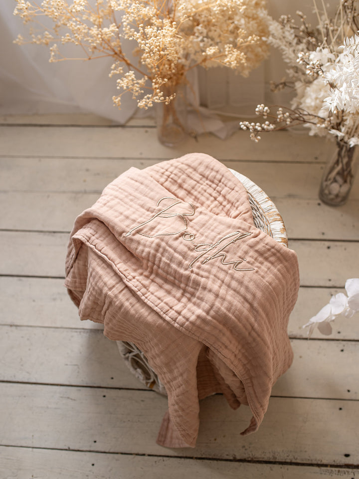 Lullaby - Personalised Muslin Gauze Blanket - Tan