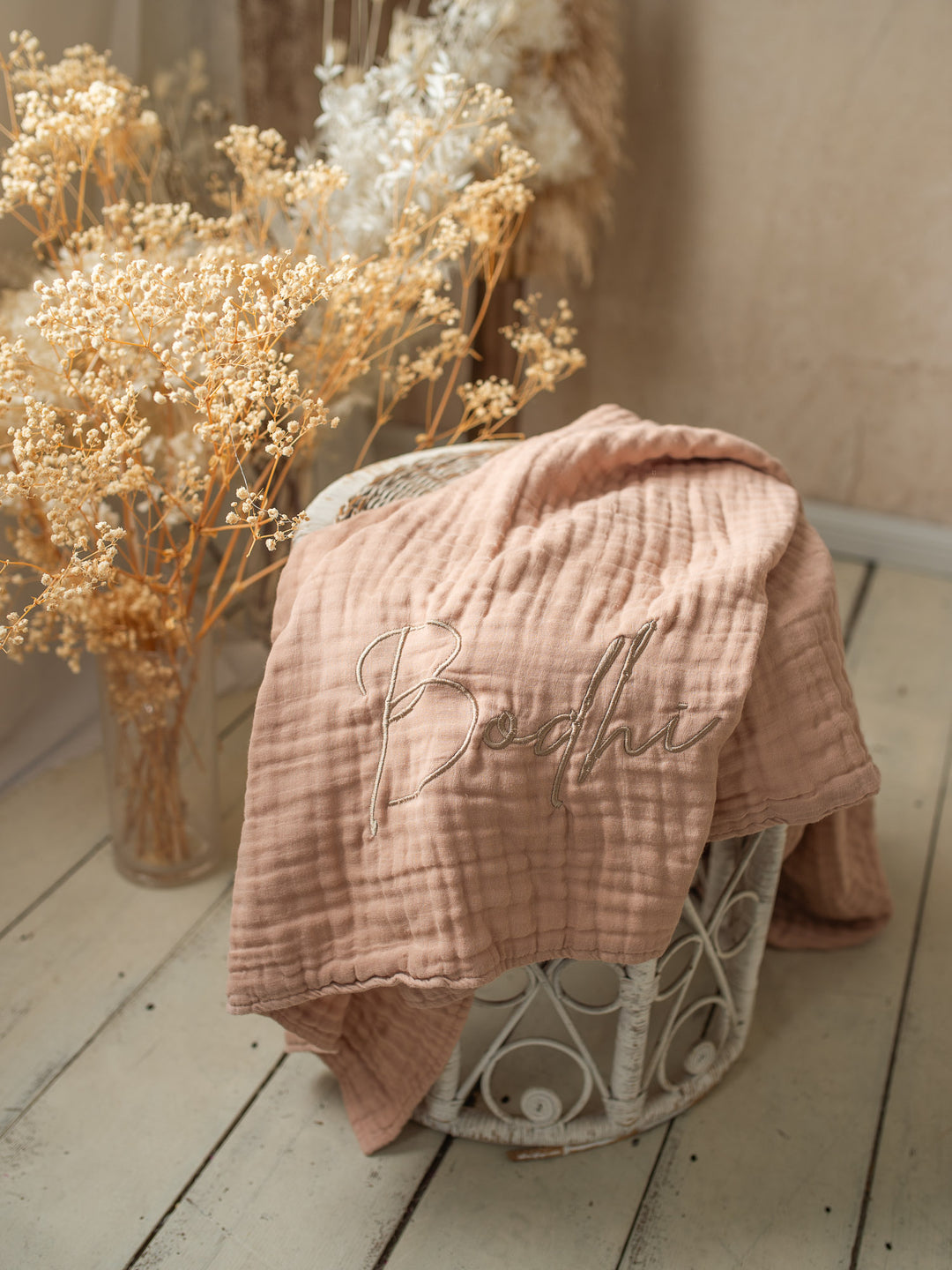 Lullaby - Personalised Muslin Gauze Blanket - Tan