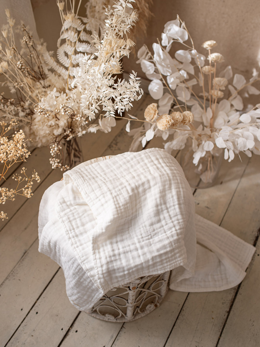 Lullaby - Personalised Muslin Gauze Blanket - White