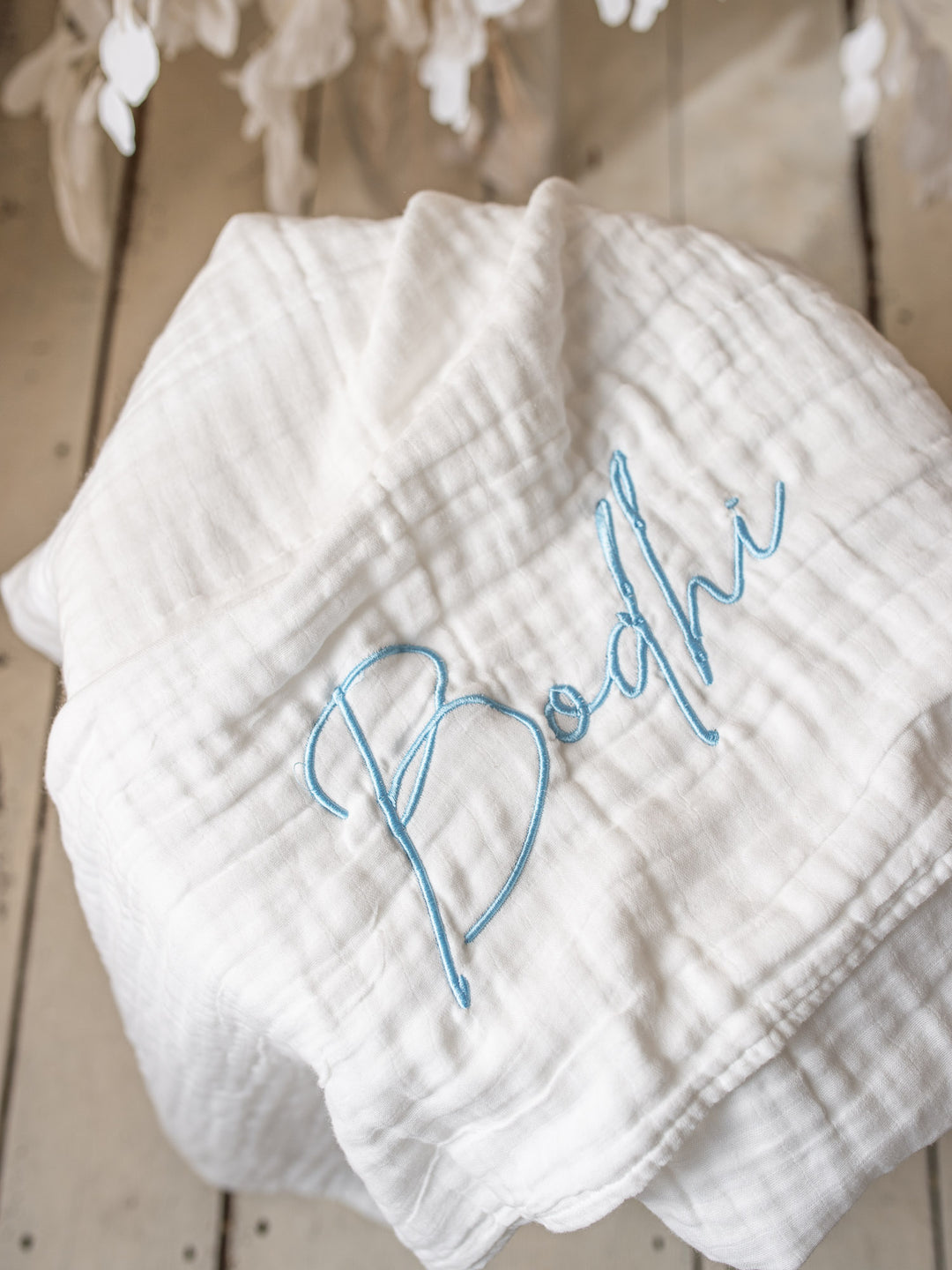 Lullaby - Personalised Muslin Gauze Blanket - White