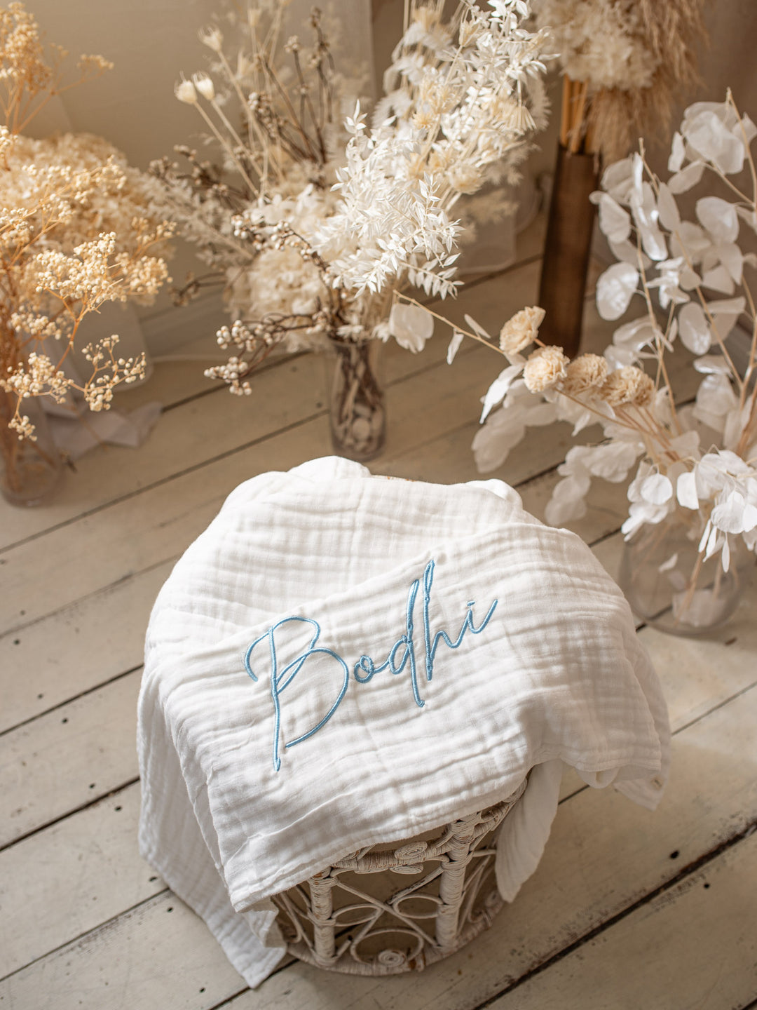 Lullaby - Personalised Muslin Gauze Blanket - White