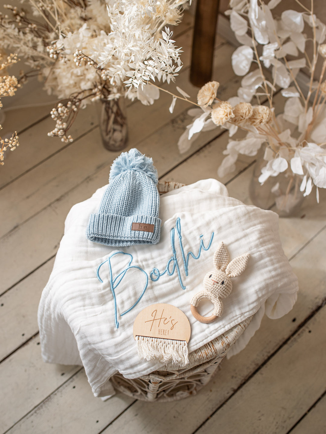 Lullaby - Personalised Muslin Gauze Blanket - White