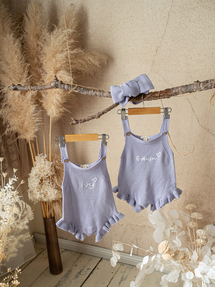 Written in Thread Singlet Frill Romper - Periwinkle