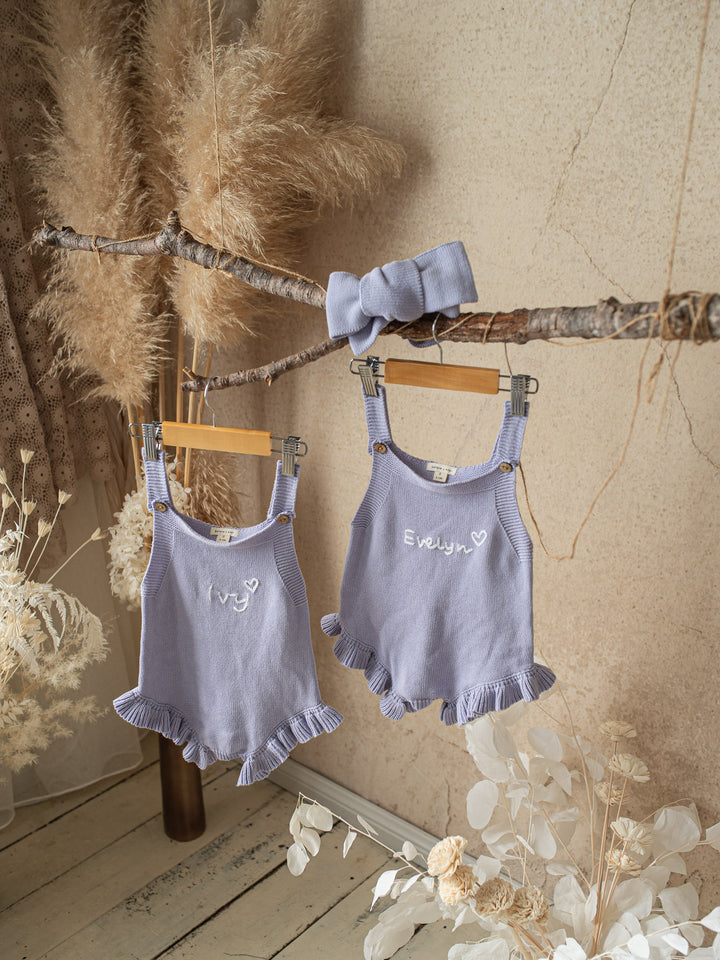 Written in Thread Singlet Frill Romper - Periwinkle