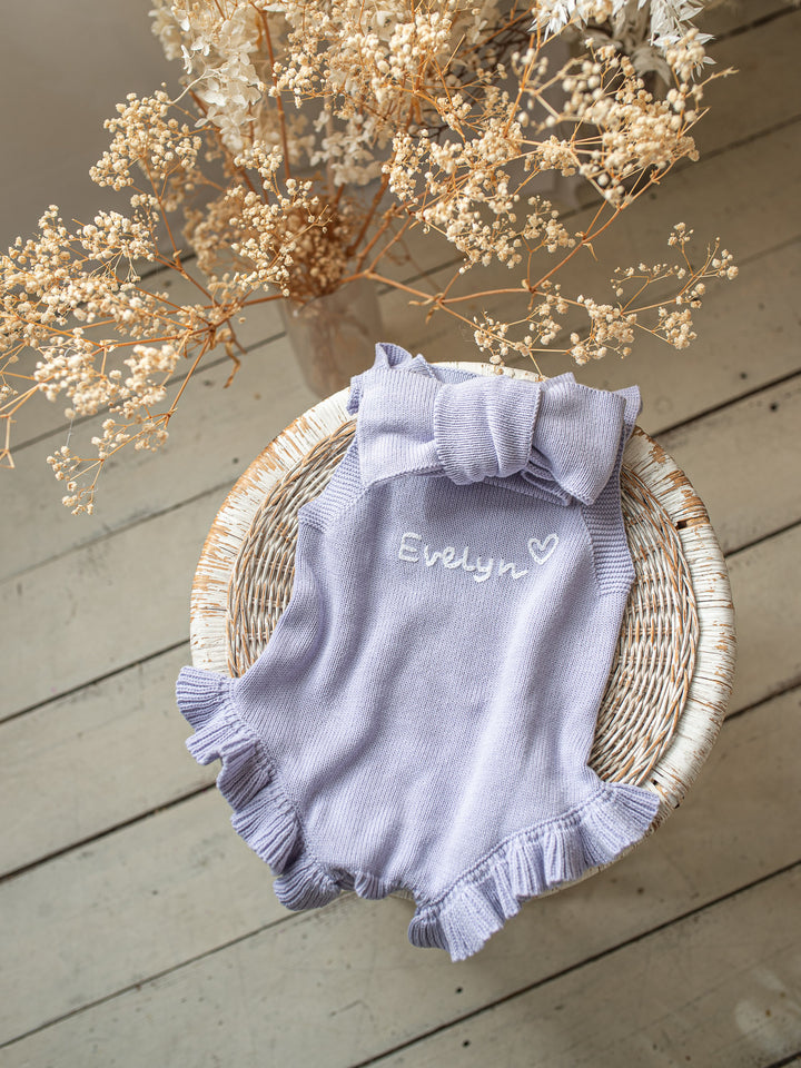 Written in Thread Singlet Frill Romper - Periwinkle