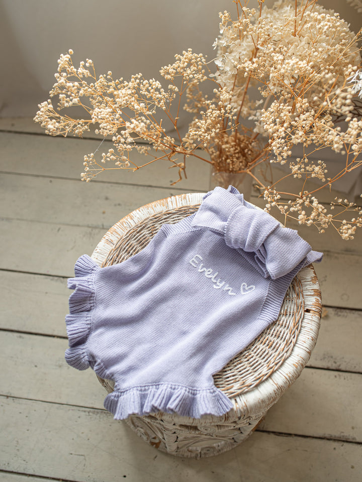 Written in Thread Singlet Frill Romper - Periwinkle