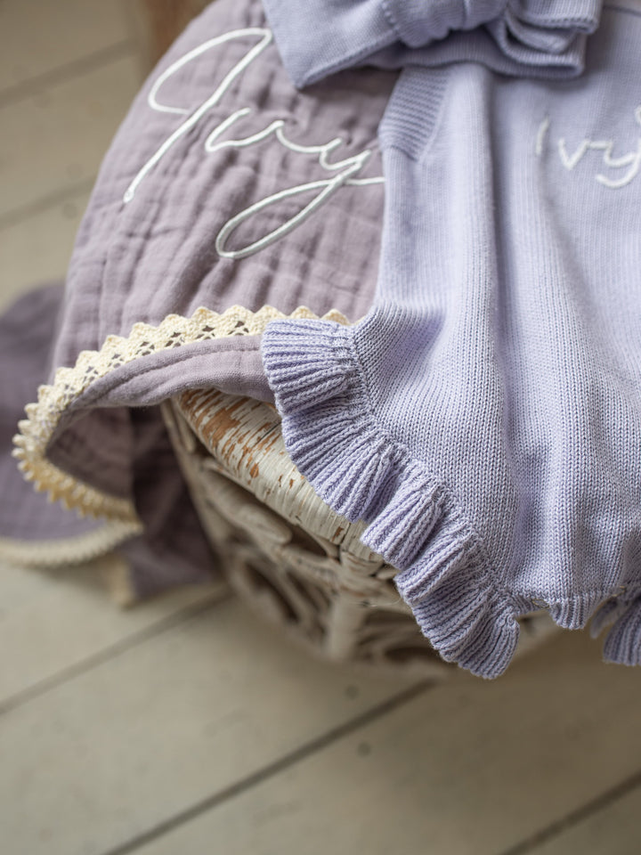 Written in Thread Singlet Frill Romper - Periwinkle