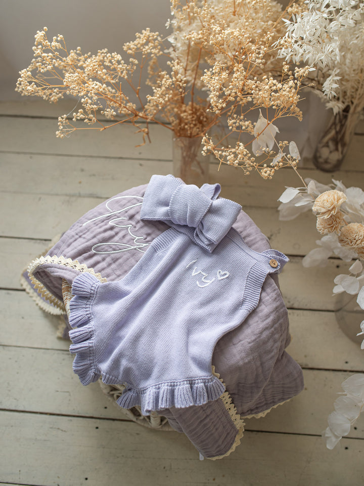 Written in Thread Singlet Frill Romper - Periwinkle