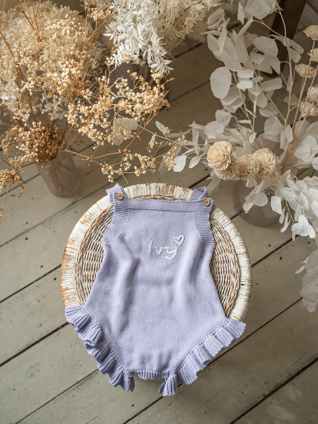 Written in Thread Singlet Frill Romper - Periwinkle