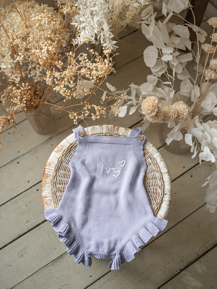 Written in Thread Singlet Frill Romper - Periwinkle