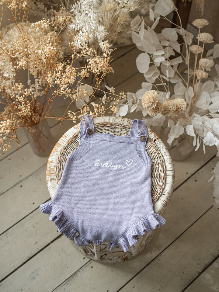 Written in Thread Singlet Frill Romper - Periwinkle