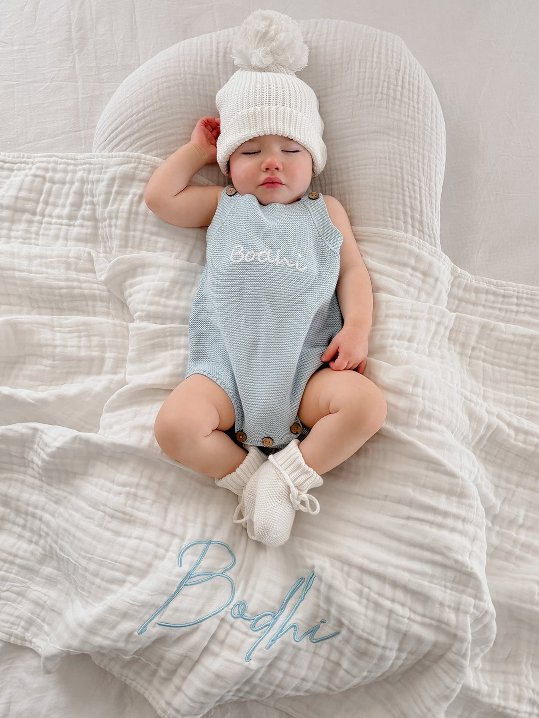 Lullaby - Personalised Muslin Gauze Blanket - White