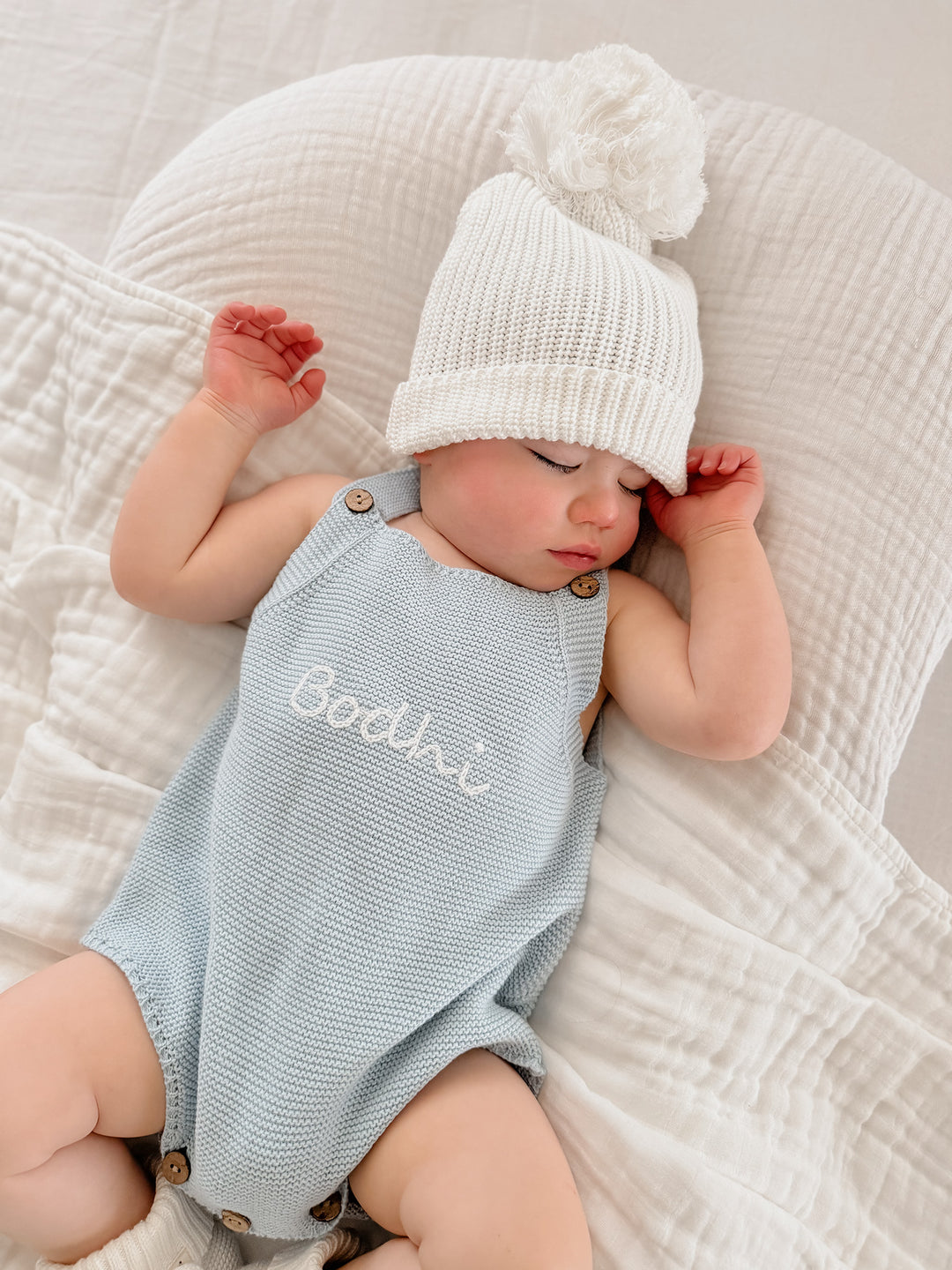 Written In Thread Singlet Romper - Baby Blue