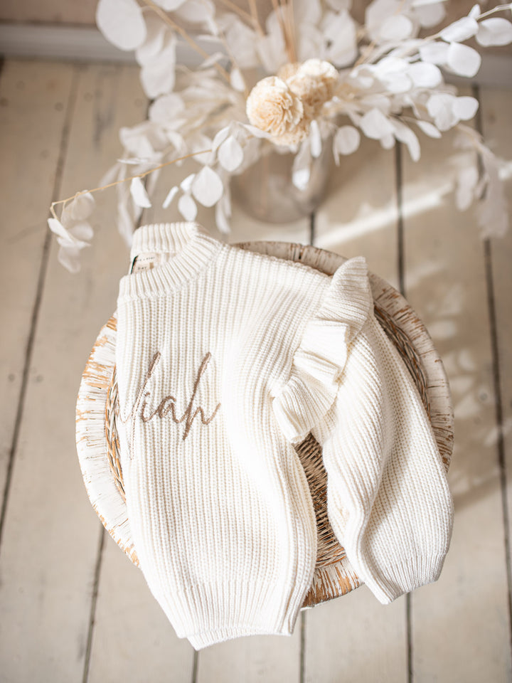 Say My Name Frill Sweater - Milk
