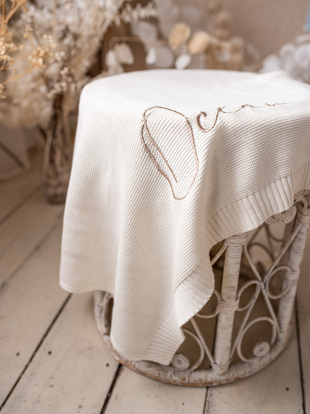Pure - Personalised Baby Blanket Machine Embroidered - Milk