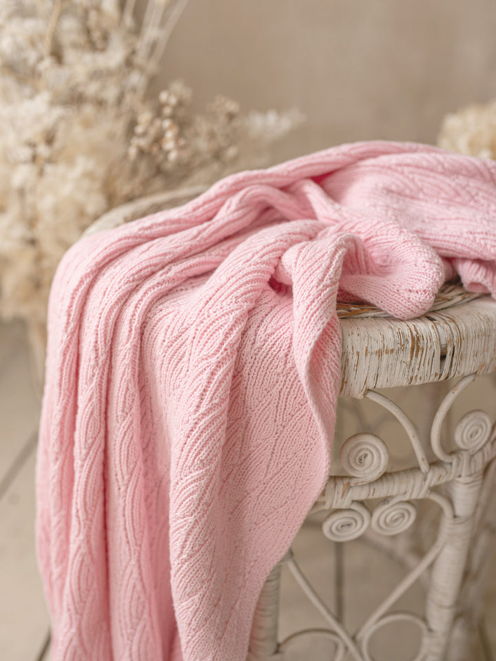 Snuggle Me - Knitted Baby Blanket - Baby Pink