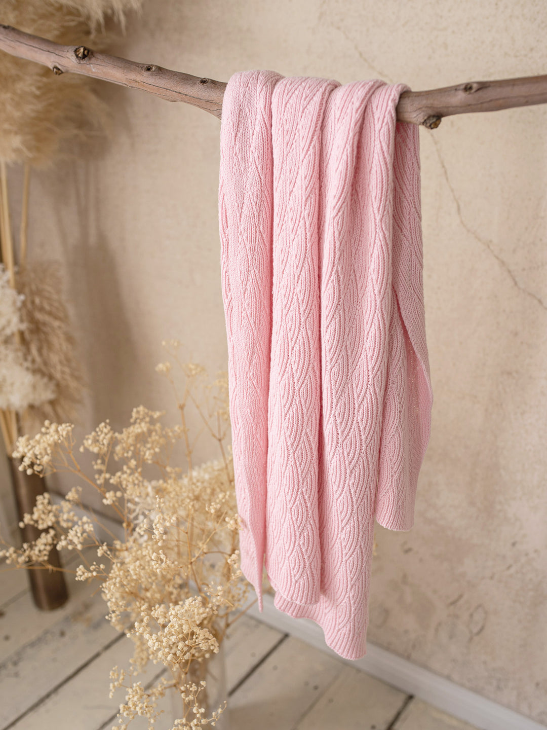 Snuggle Me - Knitted Baby Blanket - Baby Pink