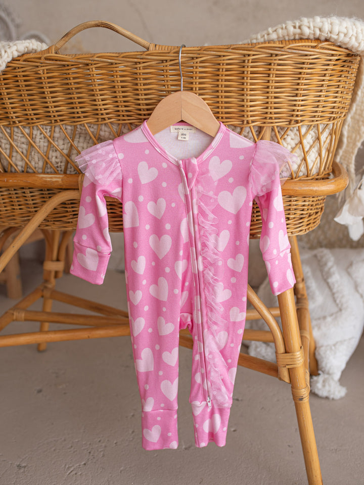 Love You More – Pink Heart Onesie