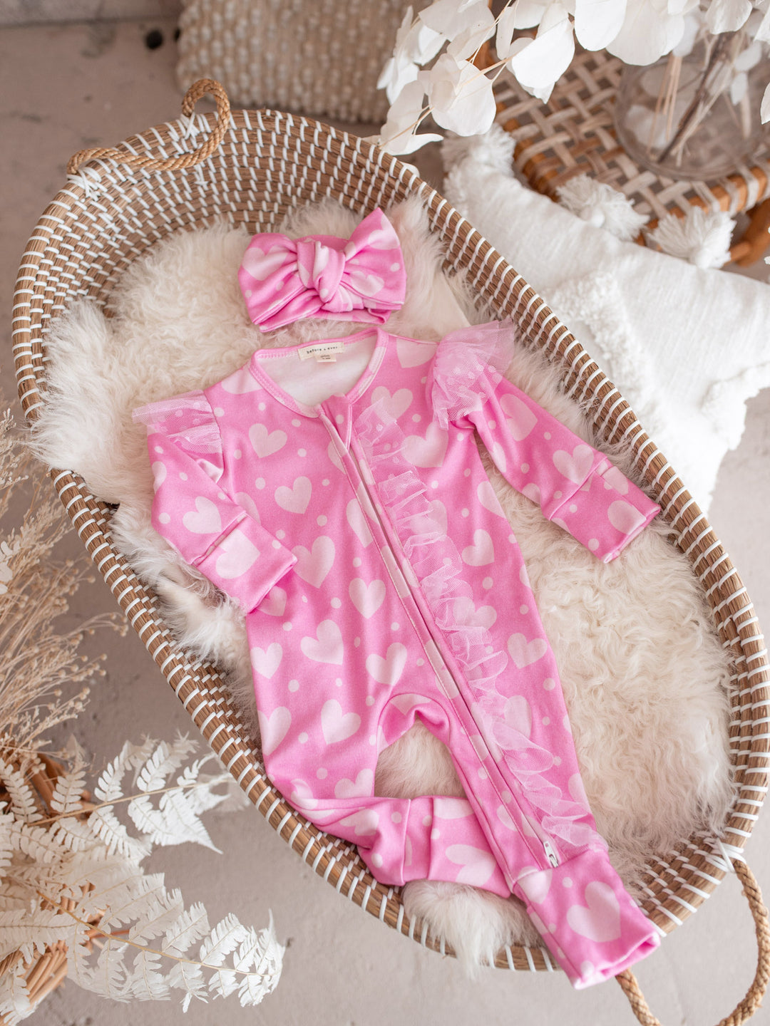 Love You More – Pink Heart Onesie