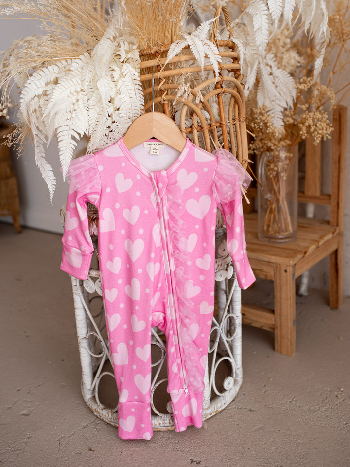 Love You More – Pink Heart Onesie