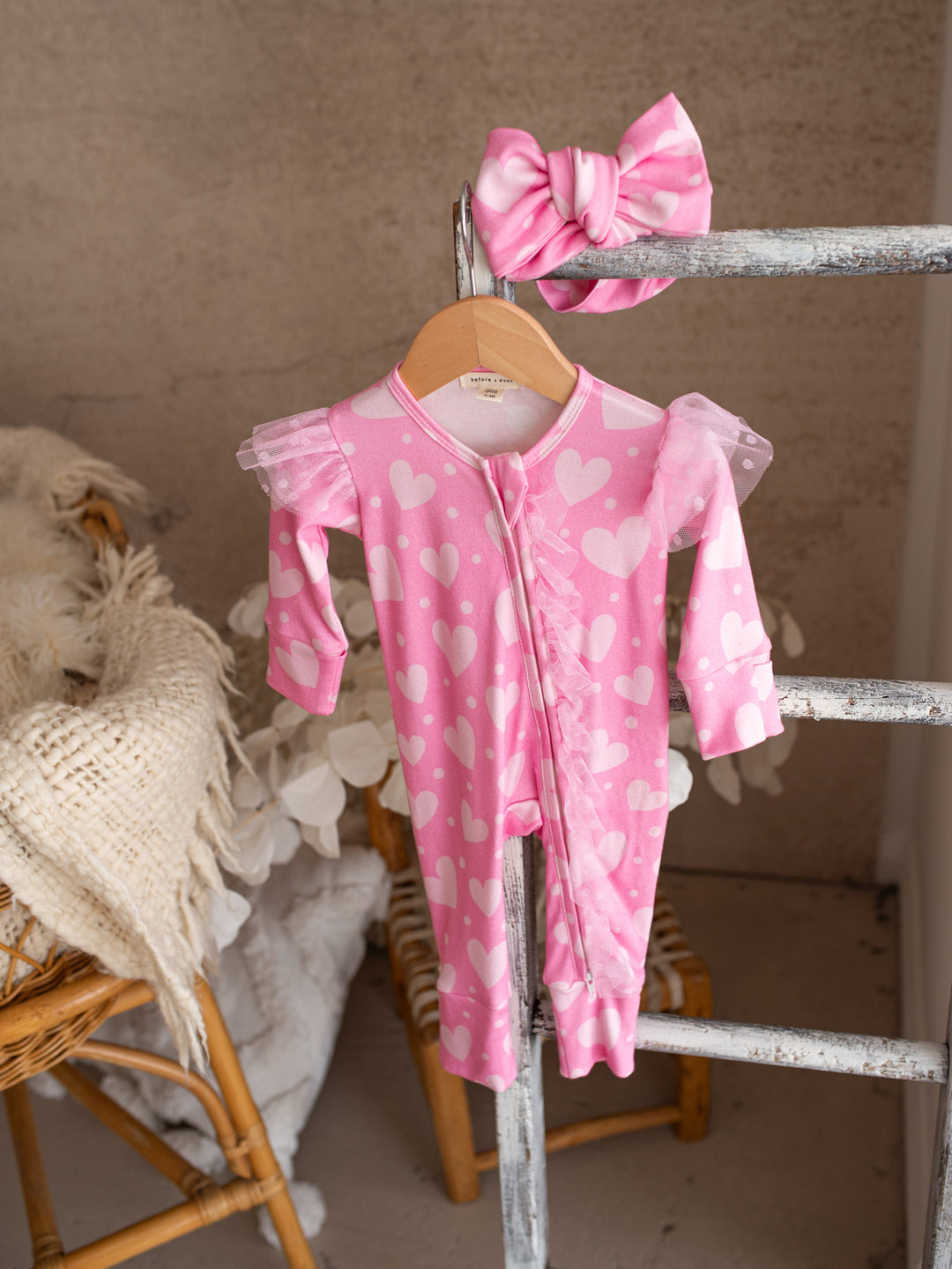 Love You More – Pink Heart Onesie